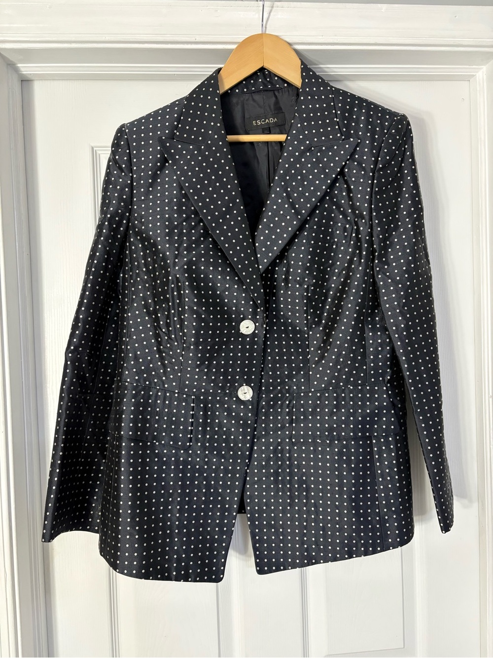 Escada Black Blazer with White Polka Dots